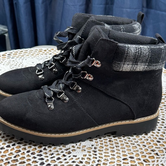 Sonoma Black w/Plaid Women's Hiking Boots Size 9 M Kohl’s Lace Up Ankle  3149 - Picture 3 of 11